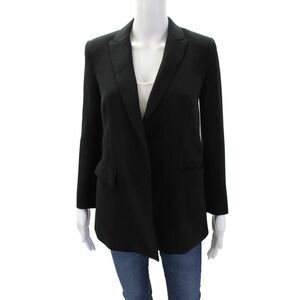 Iris & Ink Womens Solid Long Sleeve One Button Blazer Jacket Black Size 4